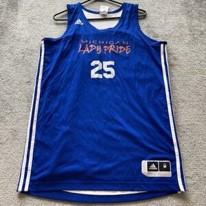 Michigan Lady Pride Reversable Jersey Blue White #25 Adidas Y2K Size‎ Medium
